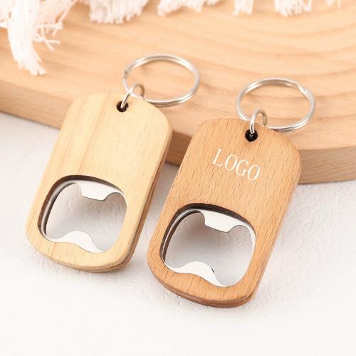 2-in-1 Wooden Bottle Opener Keychain