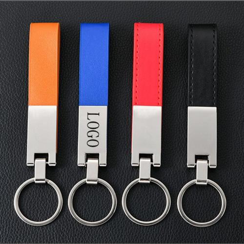 PU Leather Strap Metal Key Tag