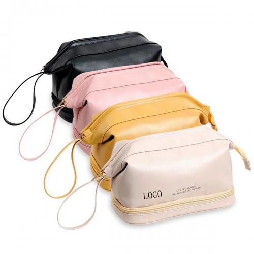 PU Leather Double Layer Cosmetic Bag