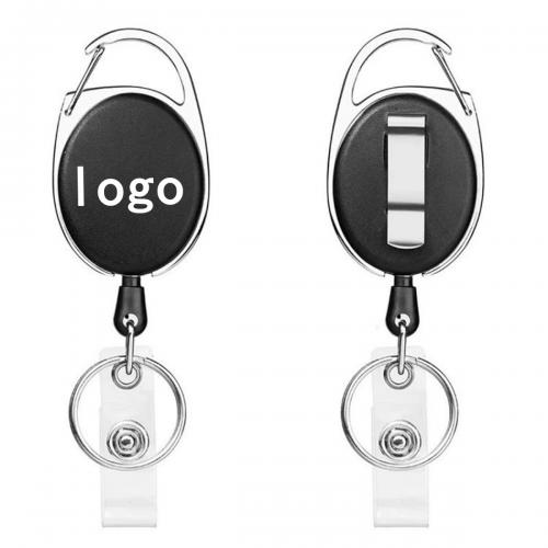 Oval Shape Retractable Badge Holder with Clip