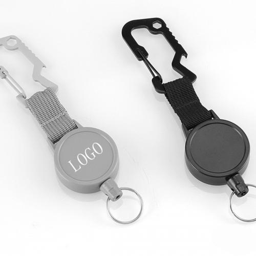 Outdoor Carabiner Round Badge Reel w/ Keyring