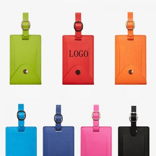 Colorful Premium PU Leather Luggage Bag Tags with Snap
