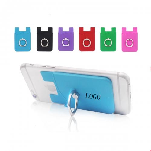 Silicone Smart Phone Wallet w/ Ring Stand