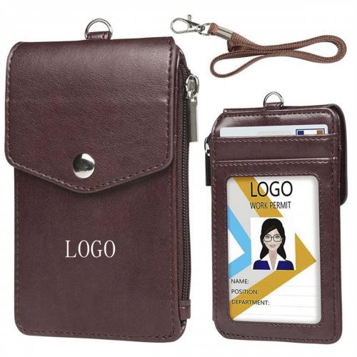 PU Leather ID Holder with Nylon Lanyard
