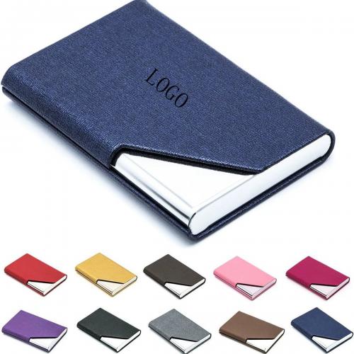Stainless Steel PU Leather Business Card Holder Case