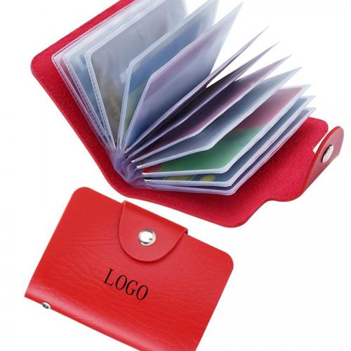 PU Leather Business Card Holder with 24 Plastic Card Slots