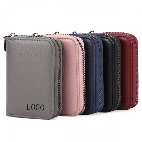 Sleek Leather Zipper Credit Card Case: Stylish and Secure