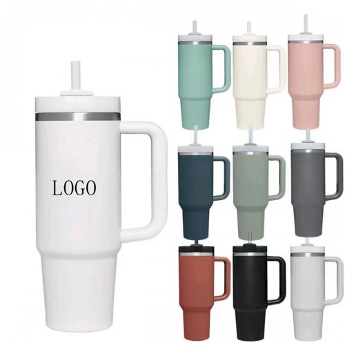  40 Oz Vacuum Tumbler w/ Handle & Straw