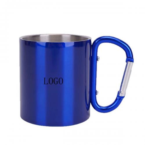  10 Oz Stainless Steel Coffee Mug With Carabiner Handle