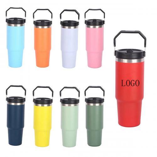 30oz Travel Stainless Steel Vacuum Insulated Coffee Mug tumbler w/handle, lid