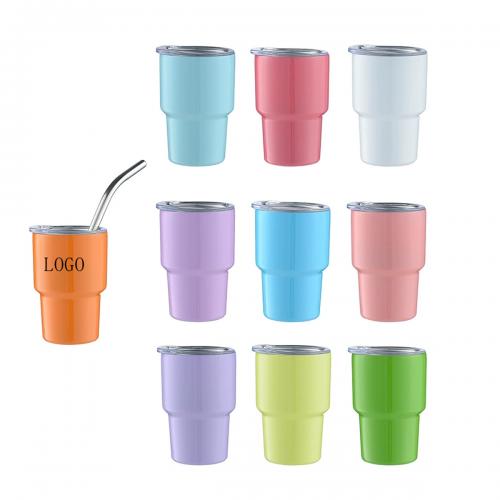 3oz Mini Double Stainless Steel Tumbler With Straw