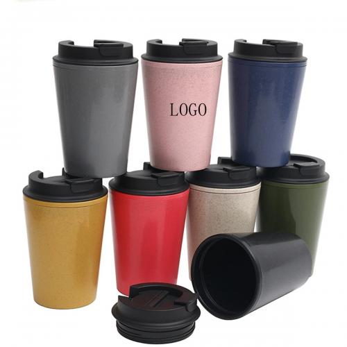 12 Oz. Double Wall Wheat Straw Coffee Cup with Lid