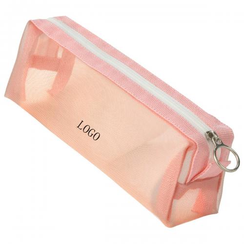 Nylon Mesh Zippered Pencil Case