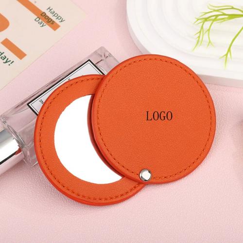 Mini Portable Round PU Makeup Mirror
