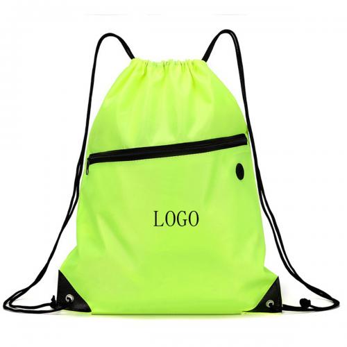 Drawstring Backpack with Front Zipper Pocket