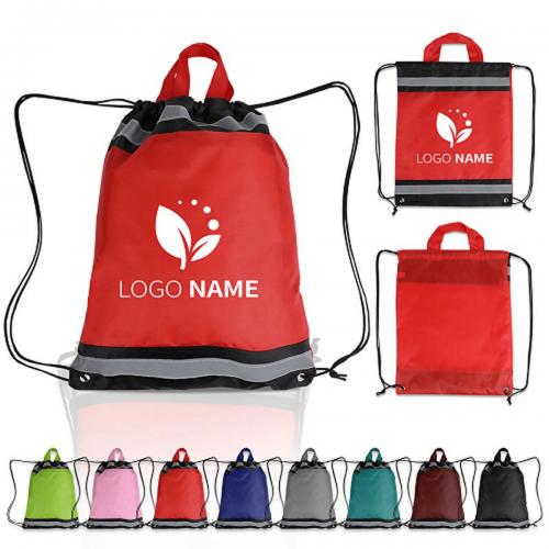 Small Reflective Polyester Drawstring Backpack