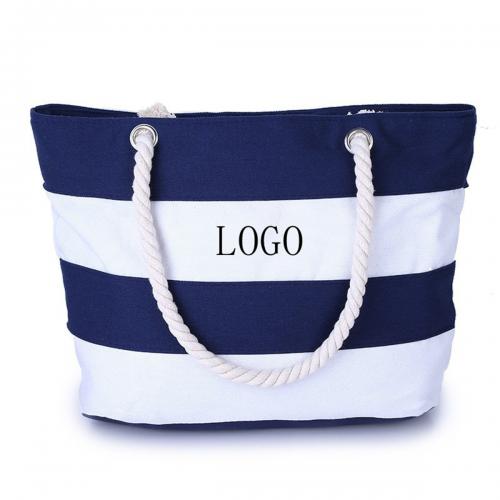Striped Canvas Tote Bags With Rope Handles