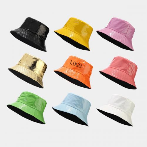 Leather Women Double-Sided Wear Bucket Hat Cap