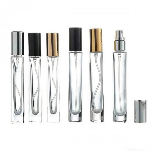 Transparent thick-bottomed cylindrical glass perfume bottle