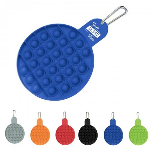 Round Push Pop Bubble Fidget Toy w/ Carabiner