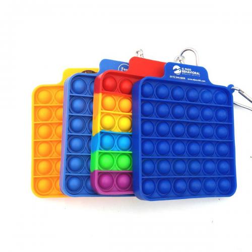 Square Push Pop Bubble Fidget Toy w/ Carabiner
