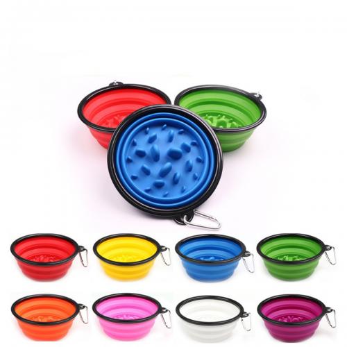 TPE Collapsible Slow Feeder Dog Pet Bowl 