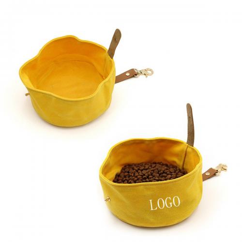 Canvas Foldable Dog Bowl with Buckle