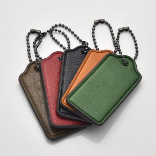 Genuine Leather Keychain Hang Tag with Metal Chain
