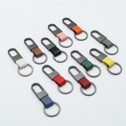 Two Tone Mini Stainless Steel Pu Keychain