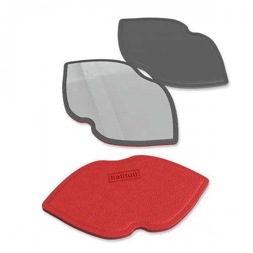 Lip Shape Compact Makeup Mirror with PU Leather Cover
