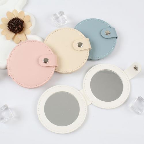 Premium PU Leather Double Sided Folding Compact Mirror