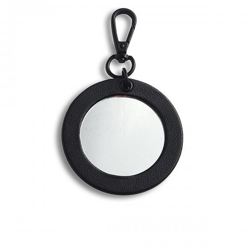 PU Leather Round Compact Mirror Keychain
